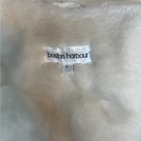 Boston Harbour Genuine Leather Coat Size Large Color Cream with Hood - Picture 7 of 8